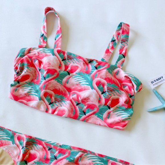 Old Navy | Bandeau Bikini 2-Piece Swim Set Flamingo Fun Pink New 2X Plus Size - Picture 7 of 16